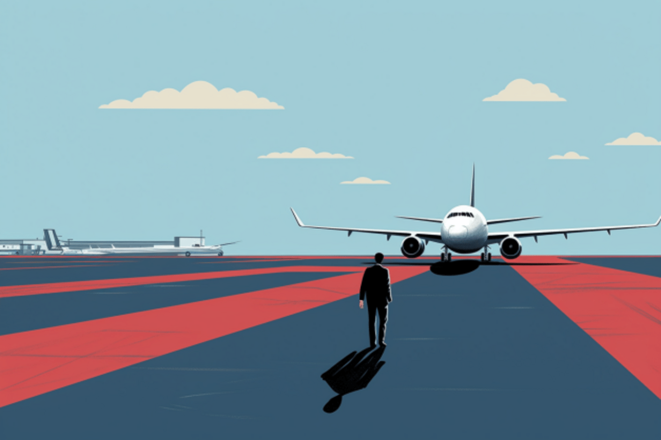 Illustration of an airplane stuck on the tarmac.