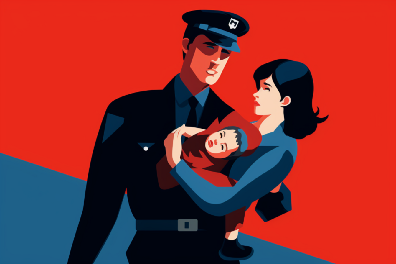 Illustration of a family at an airport.