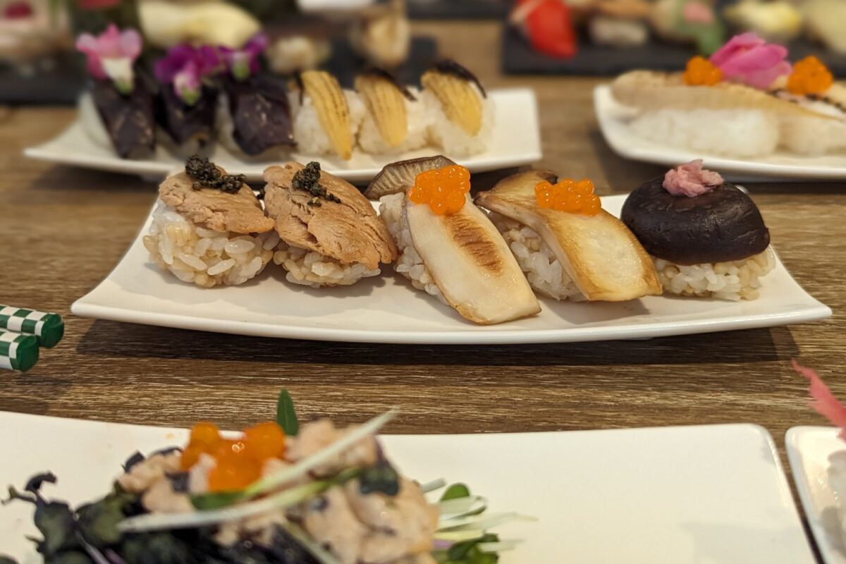 A plate of sushi at Kyoto Sushimaking in Kyoto. Photograph by Christopher Elliott -  - Must Travel Destination 