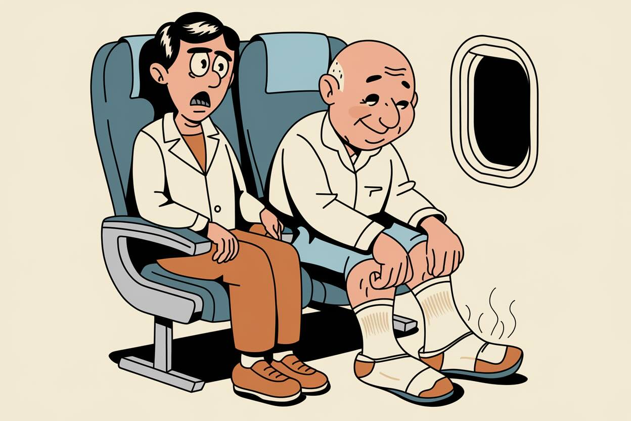  Imagine settling into your economy class seat on a 13-hour flight, only to find a stranger's shoes occupying the space beside you.