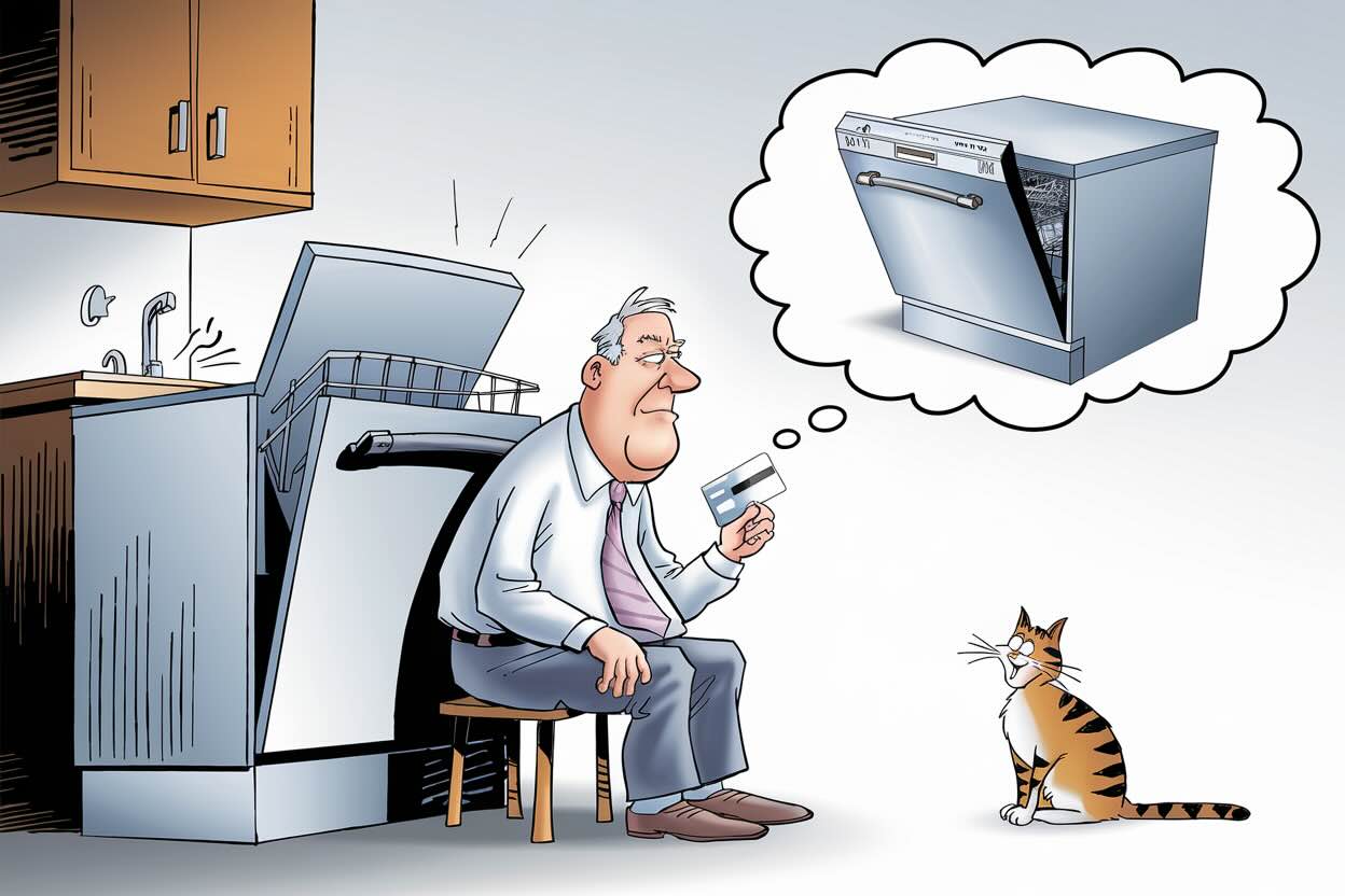 A new dishwasher in a box.