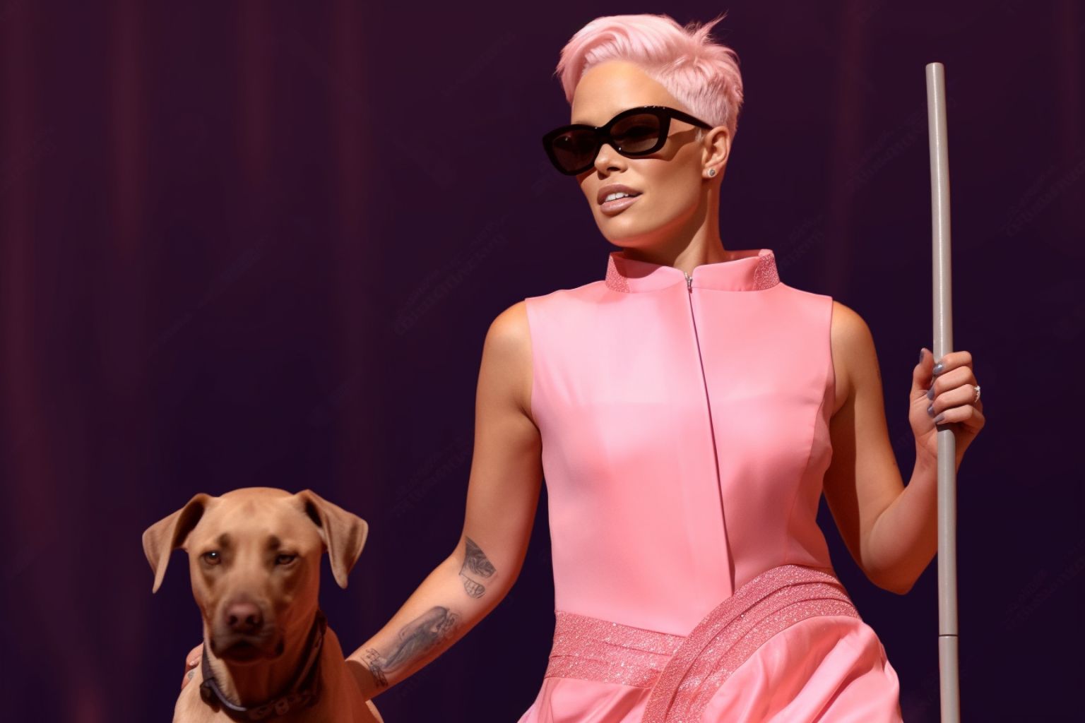 Photograph of the singer P!nk performing on stage.