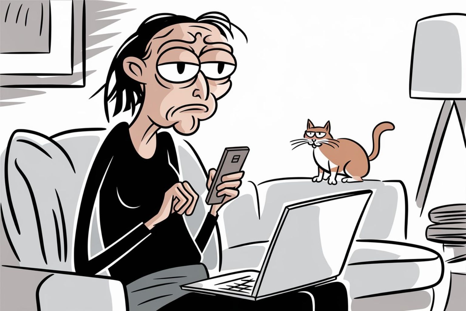 A woman looking stressed while working on a laptop