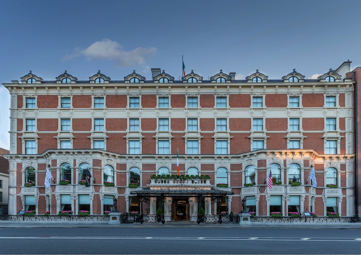 The exterior of the historic Shelbourne Hotel in Dublin.