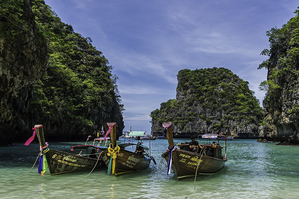A scenic beach in Phuket, Thailand.