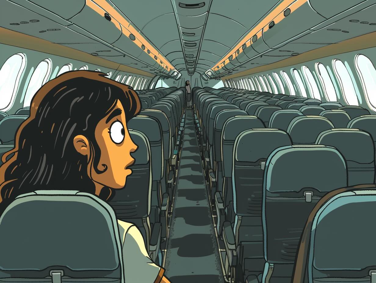 Illustration of a frustrated airline passenger.
