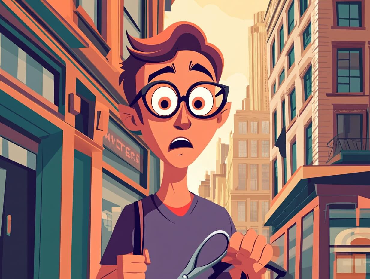 Cartoon of a traveler being squeezed for money.