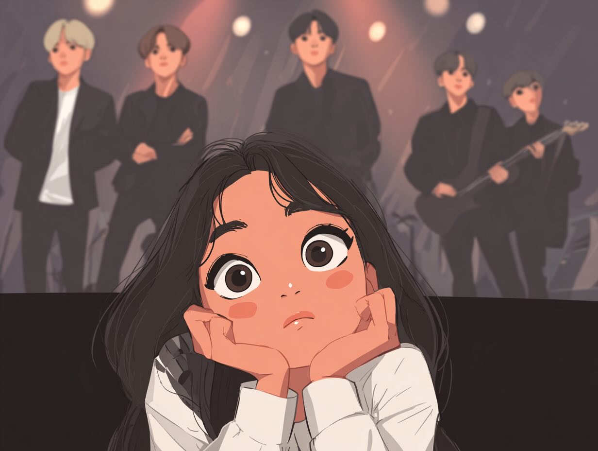 Cartoon illustration of a sad woman.