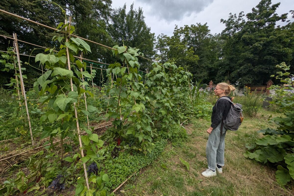 Inés Lauber, a tour guide who specializes in Berlin's urban garden, in the Prinzessinengärten near the Tempelhof airport.