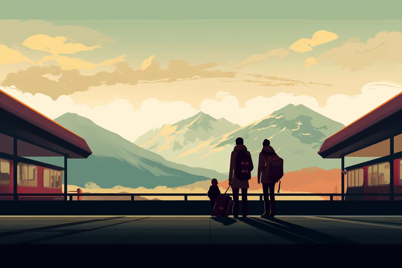 People waiting on a train platform.
